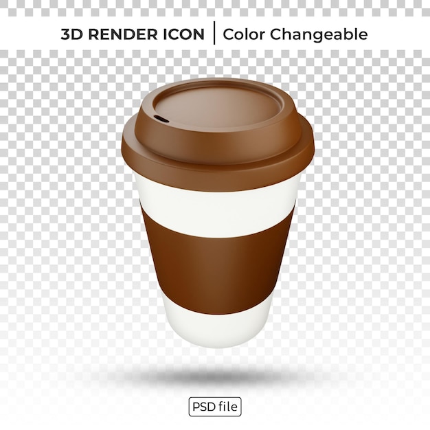 Icona 3d realistica della tazza di caffè con colore cambiabile