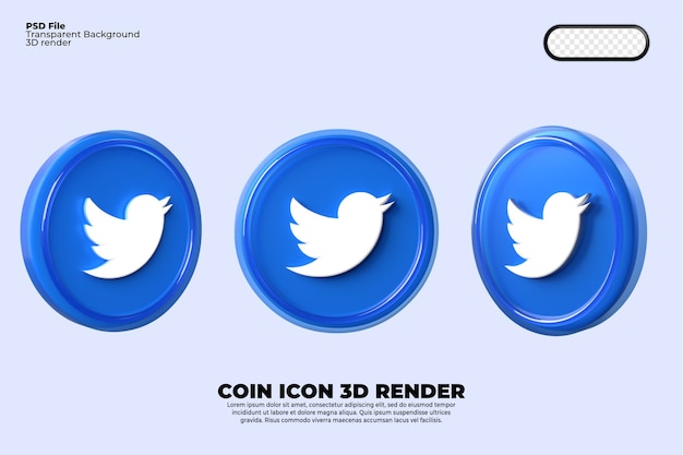 icona 3d social media rendering trasparente twiiter