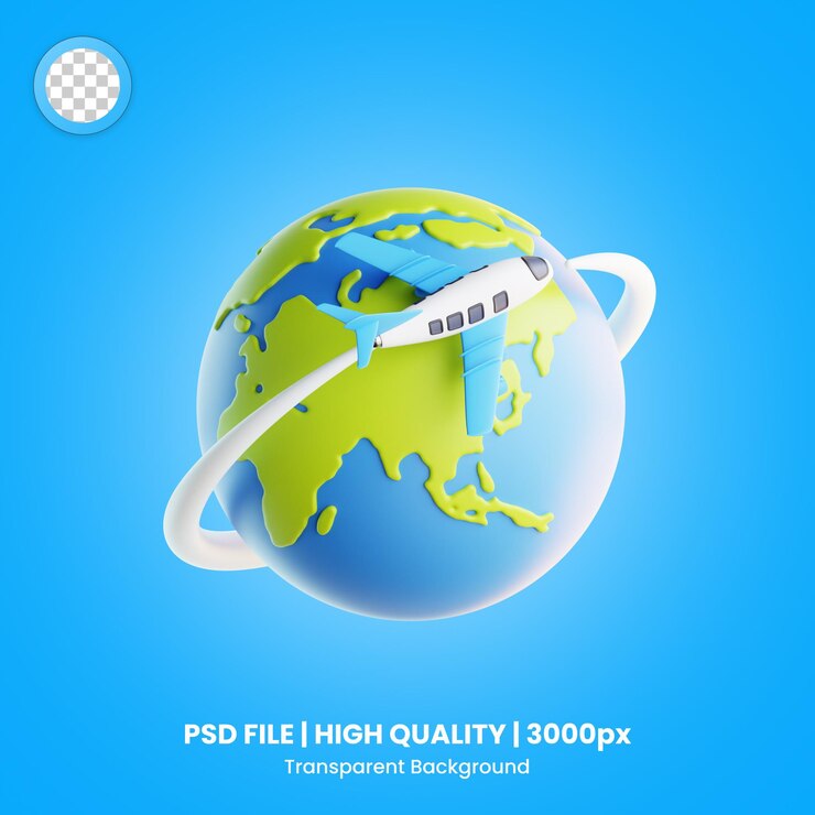 PSD icona 3d viaggio in aereo