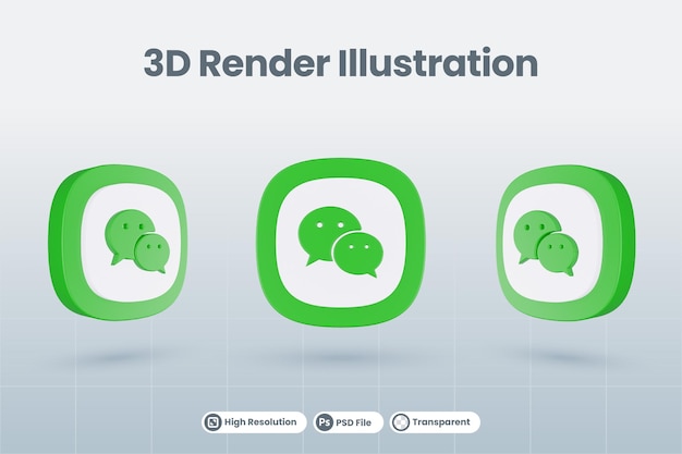 icona 3d wechat chattiamo logo social media isolato rendering
