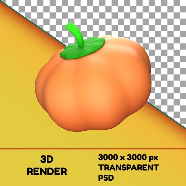 Icona 3D zucca con colore fresco