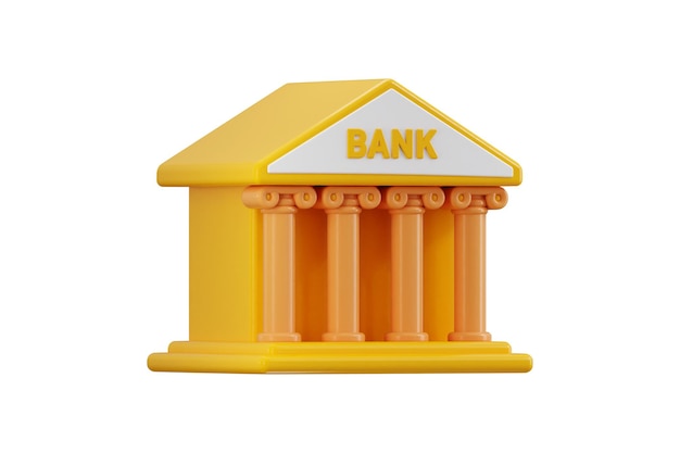 Icona bancaria 3d render concetto di transazioni di deposito e prelievo bancari icona bancaria di servizio monetario