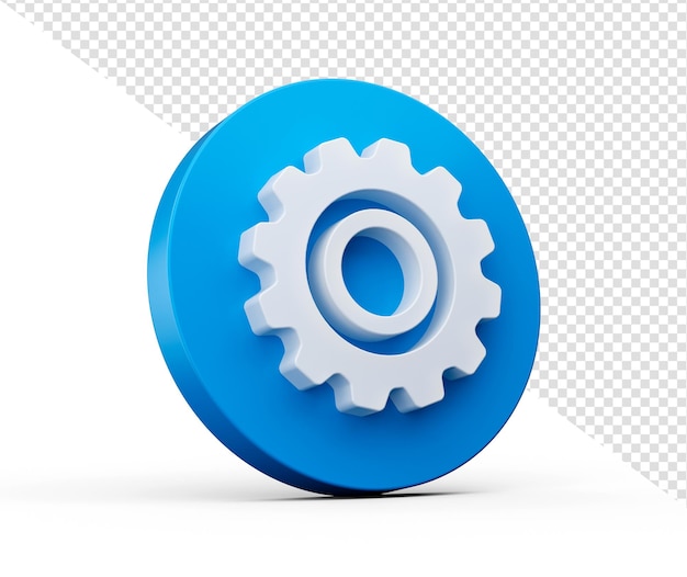 Icona blu di impostazione dell'ingranaggio di aggiornamento illustrazione 3d isolata