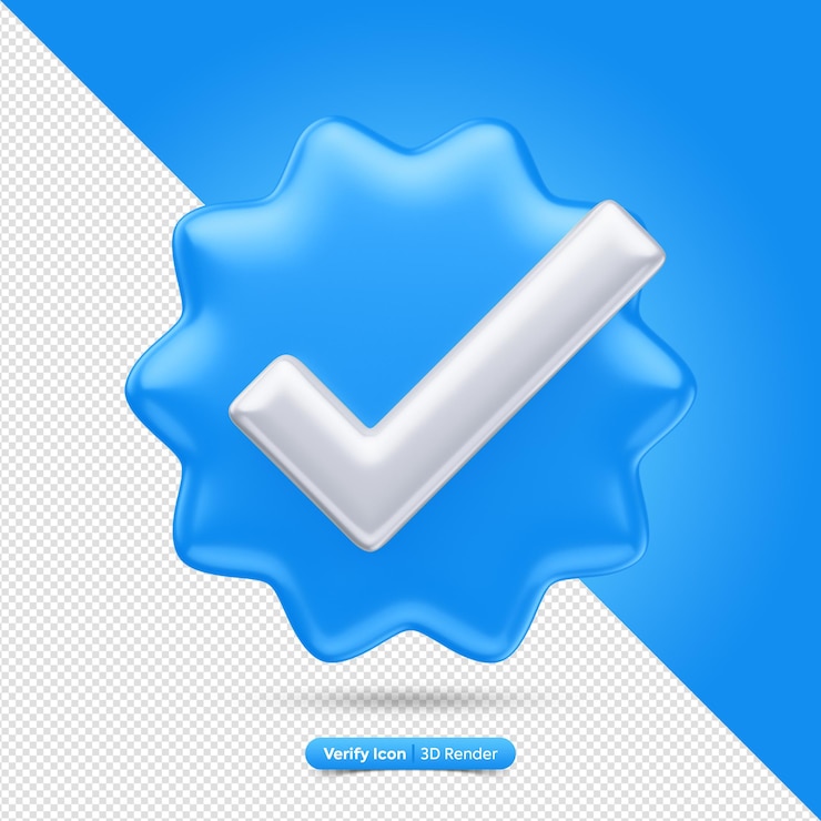 Icona blu verifica 3D