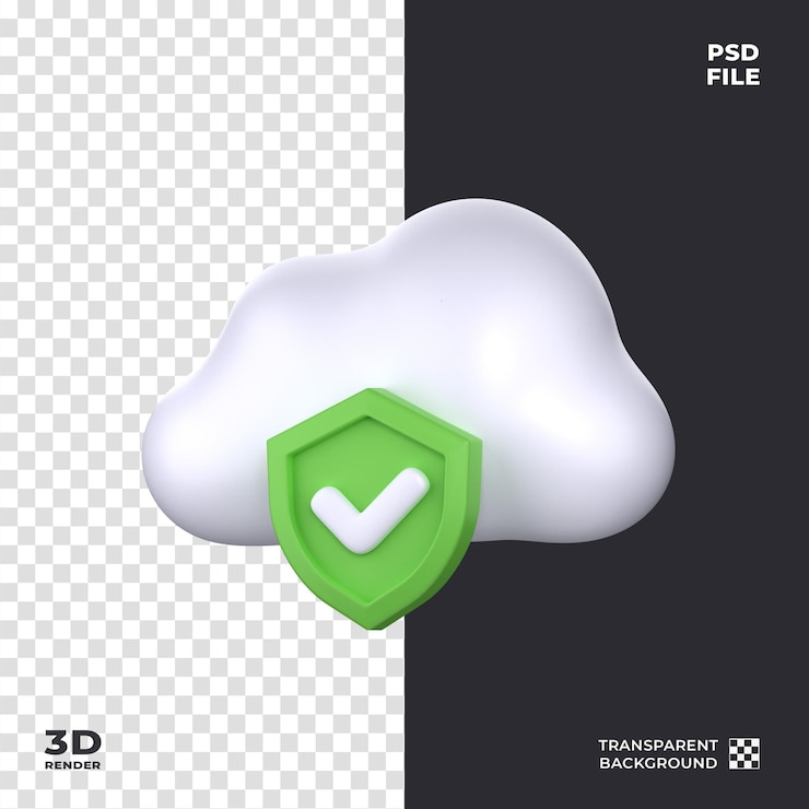 PSD icona cloud protection 3d perfetta per il tema della sicurezza informatica