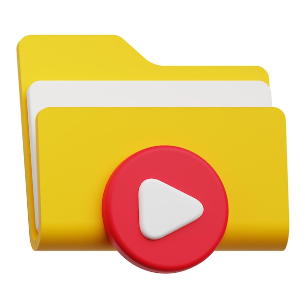 icona de pasta de vídeo 3D isolada no fundo branco