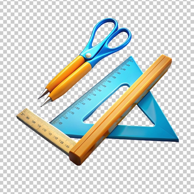 Icona dei righelli di rendering 3d su sfondo trasparente
