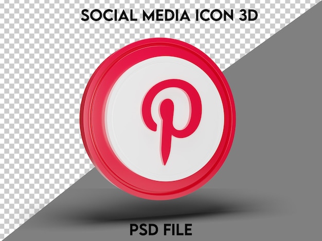 Icona dei social media di Pinterest 3D resa