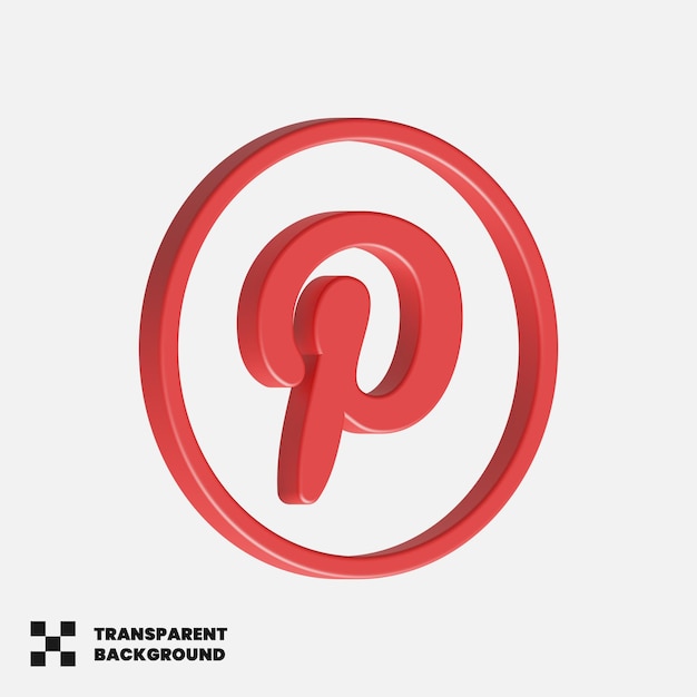 Icona dei social media di Pinterest nel rendering 3D