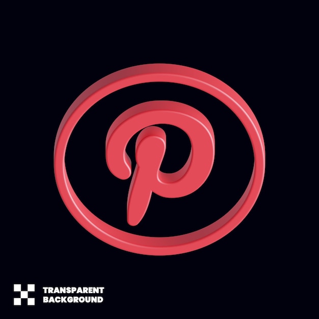 Icona dei social media di Pinterest nel rendering 3D