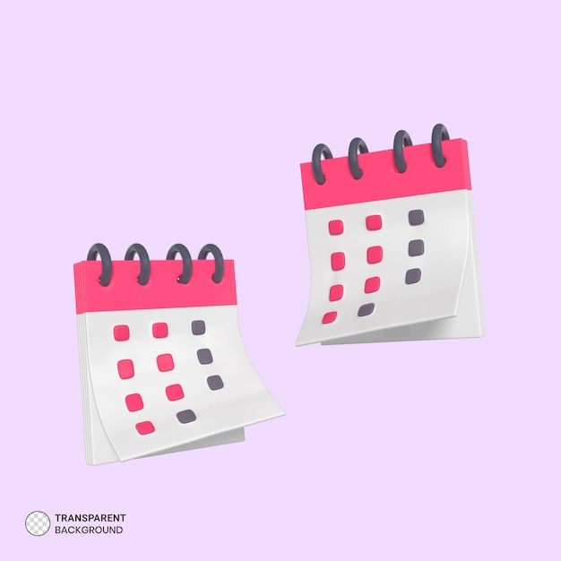 Icona del calendario Illustrazione di rendering 3d isolata