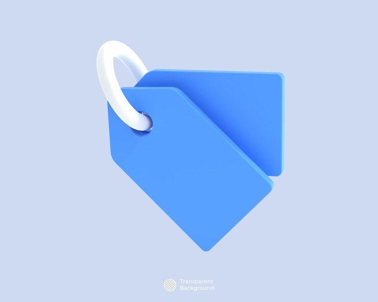 PSD icona del cartellino del prezzo isolata 3d rendering illustrazione