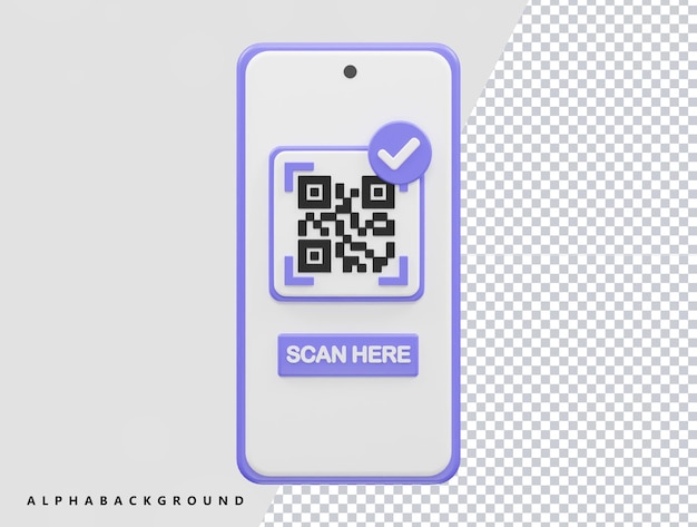 Icona del codice QR illustrazione vettoriale di rendering 3d