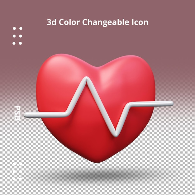 icona del cuore medico icona dell'illustrazione del rendering 3d