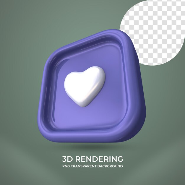 Icona del cuore rendering 3d isolato sfondo trasparente