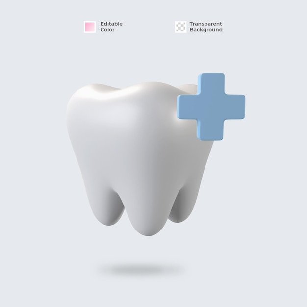 Icona del dente 3d isolata