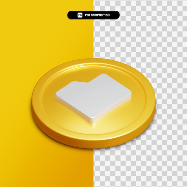 icona del documento di rendering 3D sul cerchio dorato isolato