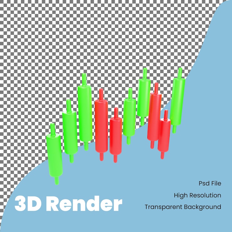 PSD icona del grafico a candela con rendering 3d per il trading