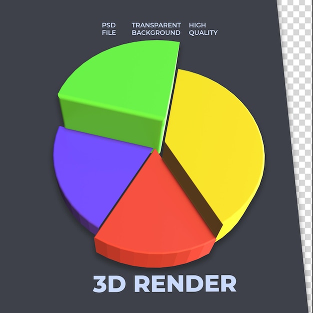 Icona del grafico a torta di rendering 3D isolata