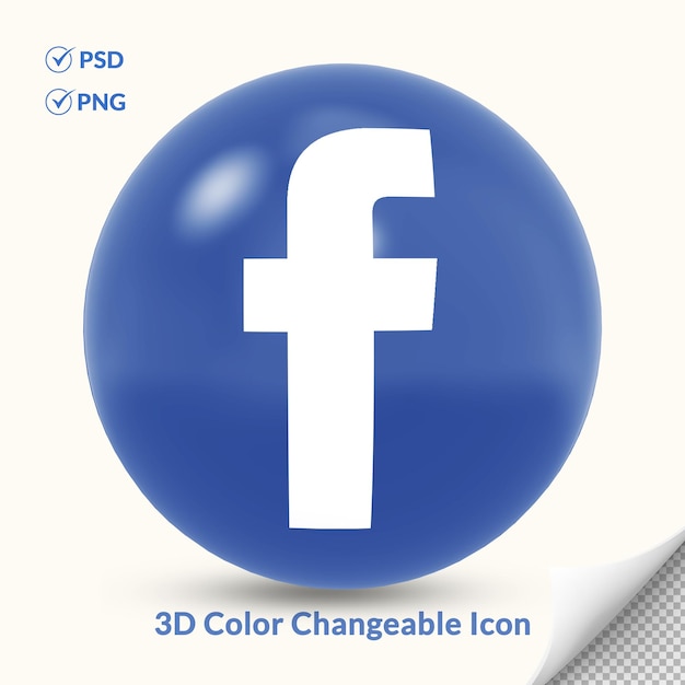 Icona del logo facebook rotondo 3D cambiabile a colori