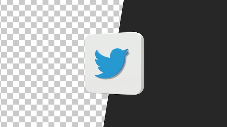 PSD icona del logo quadrato 3d di twitter.