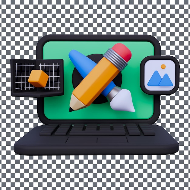 Icona del modello web PSD 3D su sfondo isolato e trasparente