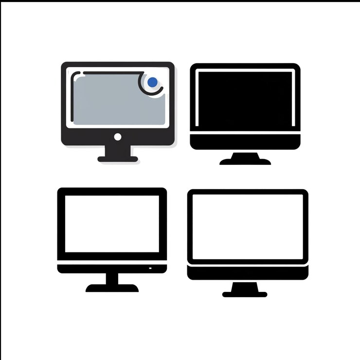 PSD icona del monitor impostata isolata su sfondo bianco taglio