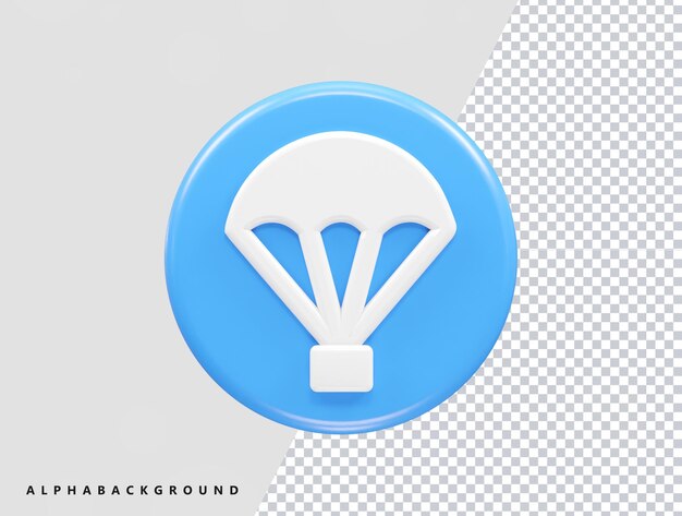 Icona del paracadute illustrazione 3D elemento di rendering 3D
