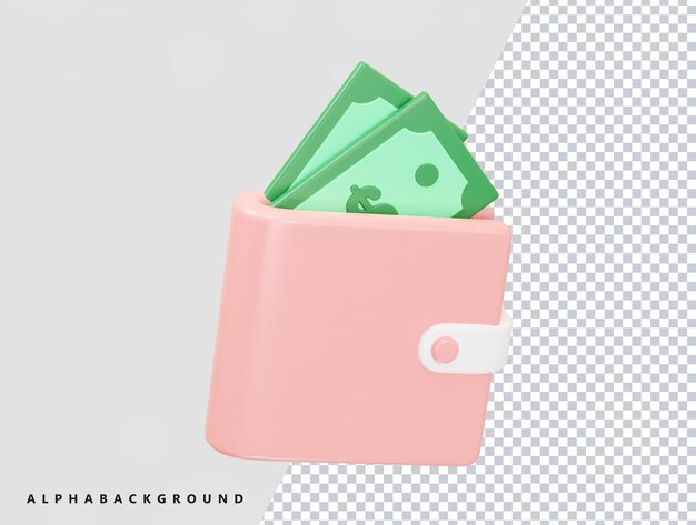 Icona del portafoglio illustrazione 3D elemento trasparente psd