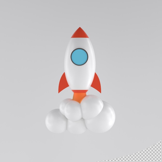 Icona del razzo con rendering 3D