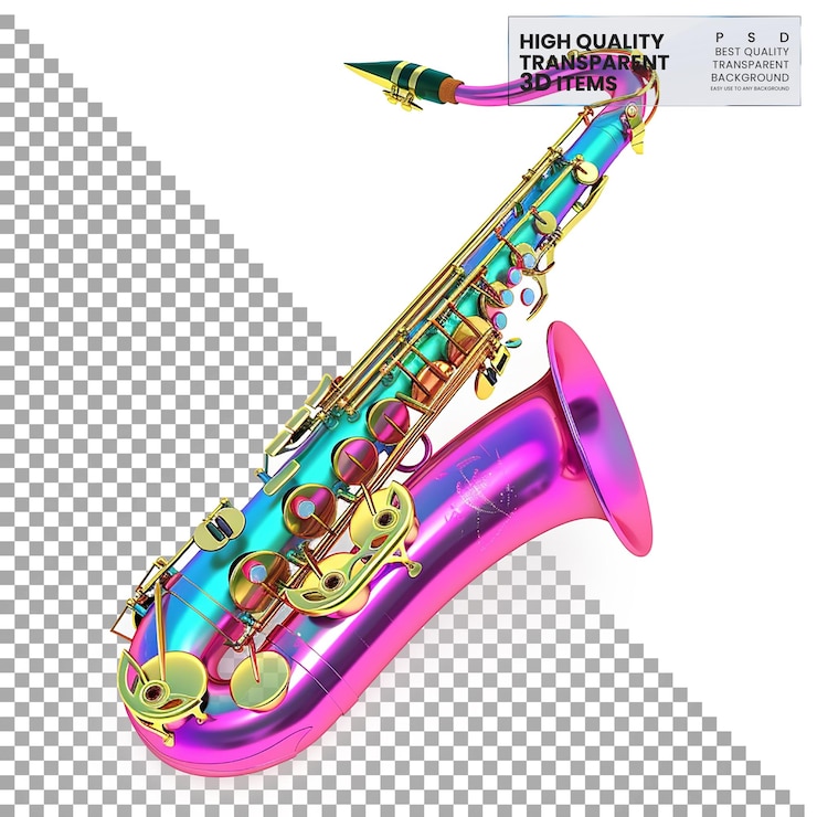 PSD icona del sassofono 3d icona colorata del sassophono 3d che rappresenta strumenti musicali su bg trasparente