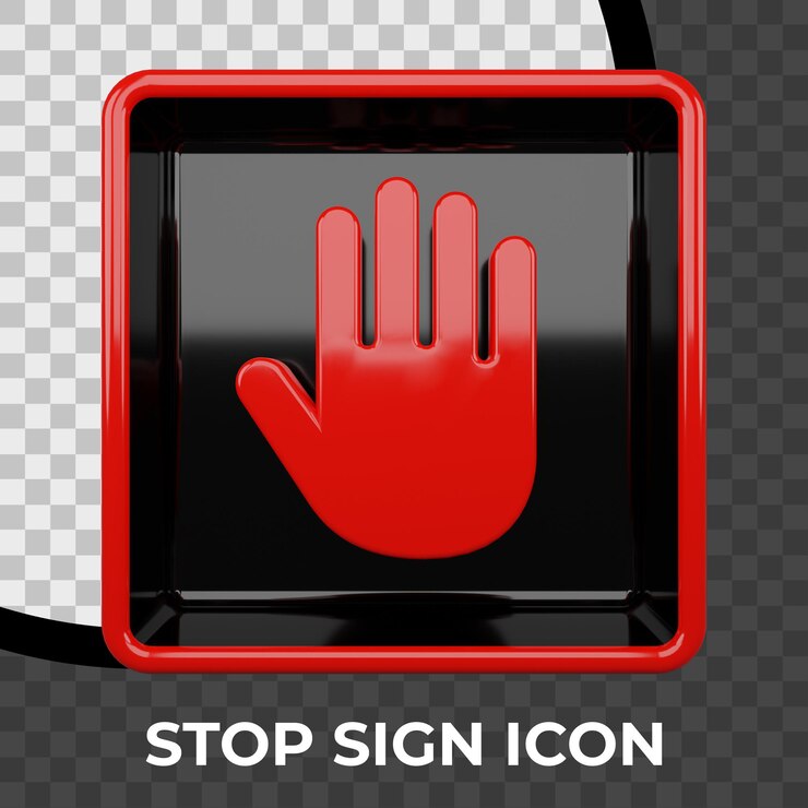 PSD icona del segnale di stop 3d rendering isolato