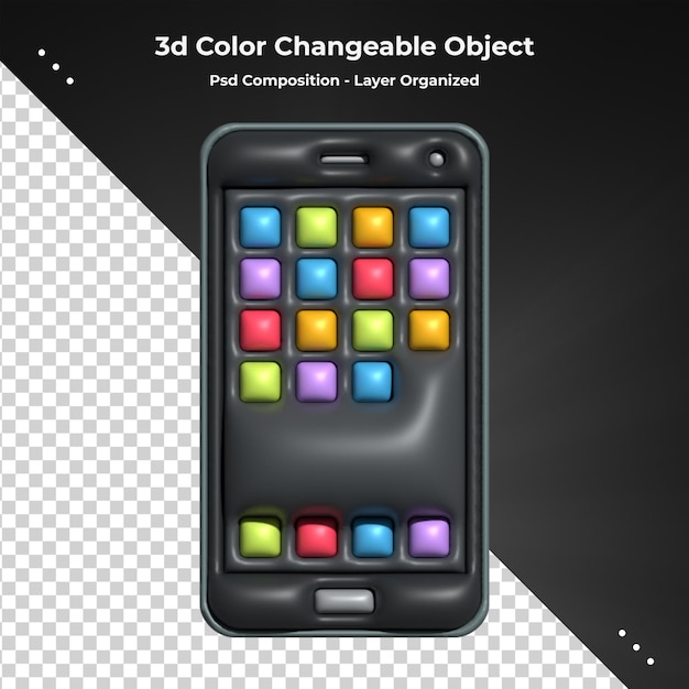 Icona del telefono cellulare realistico 3d per composizione psd