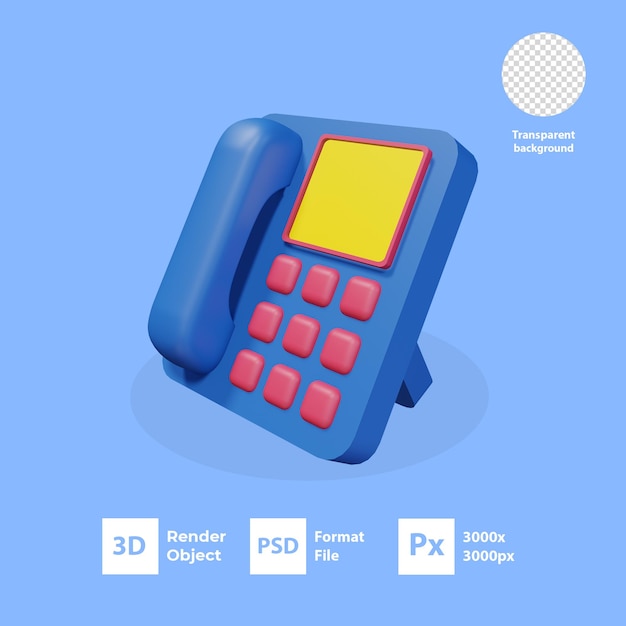Icona del telefono di casa 3D con sfondo trasparente PSD