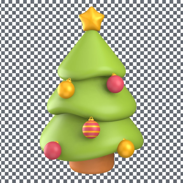 Icona dell'albero di Natale PSD 3D su sfondo isolato e trasparente