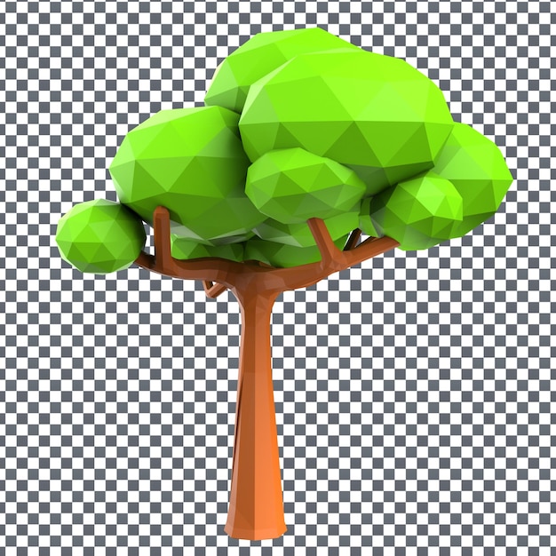Icona dell'albero PSD 3D su sfondo isolato e trasparente