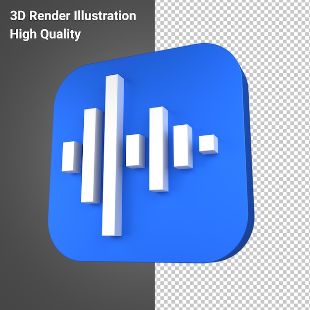 Icona dell'app vocale Apple nel rendering 3d