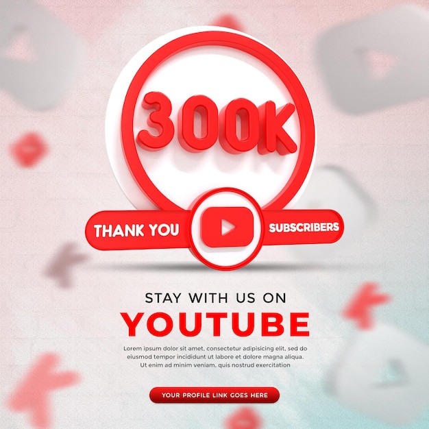 Icona dell'app YouTube dei social media nel rendering 3D