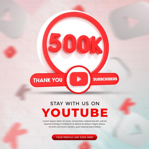 Icona dell'app YouTube dei social media nel rendering 3D