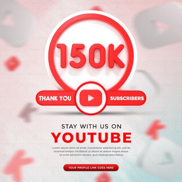 Icona dell'app YouTube dei social media nel rendering 3D