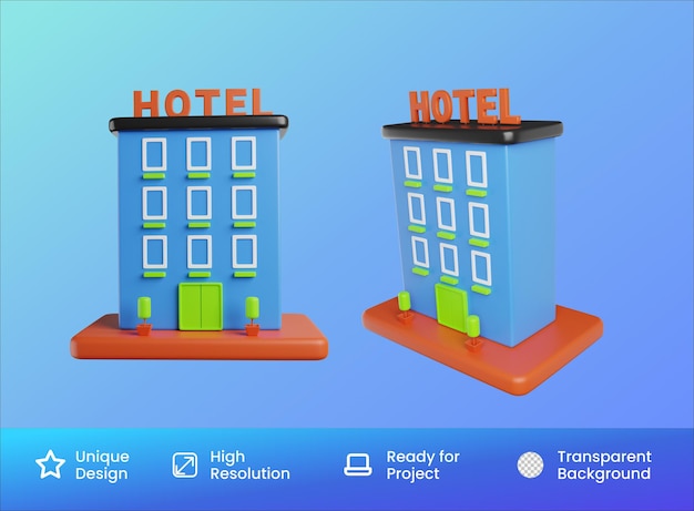 Icona dell'hotel 3d illustrazione isolata