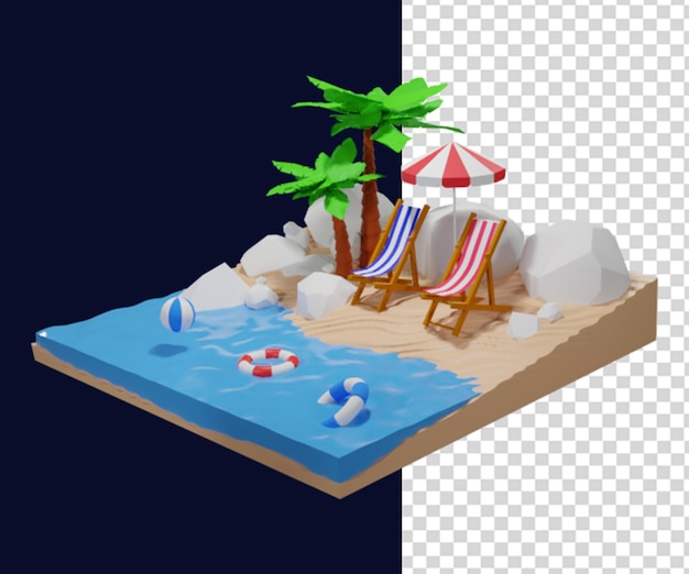 Icona dell'illustrazione del rendering 3d di estate