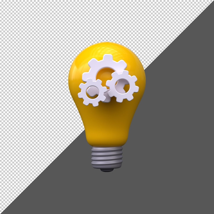 PSD icona dell'ingranaggio della lampadina 3d rendering