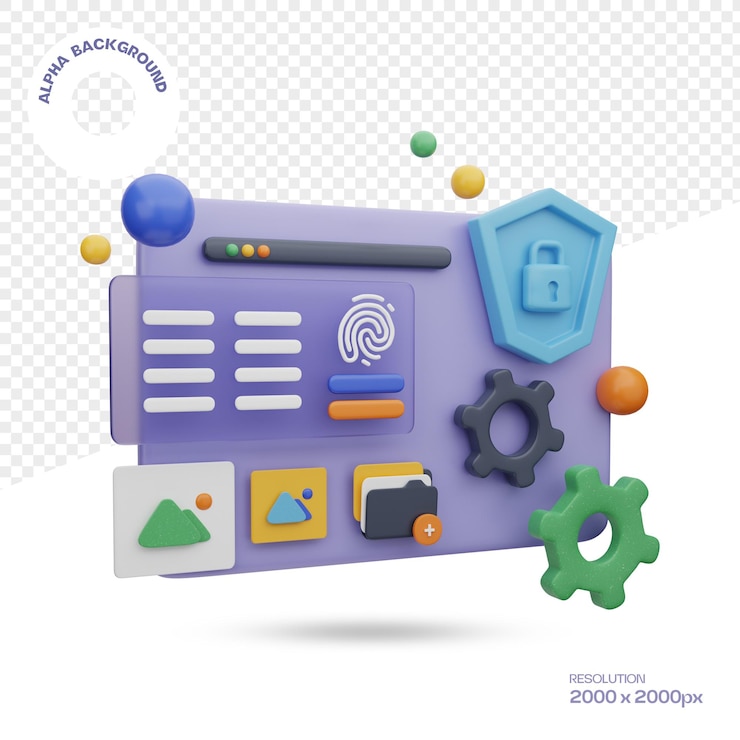 PSD icona dell'interfaccia 3d di sicurezza