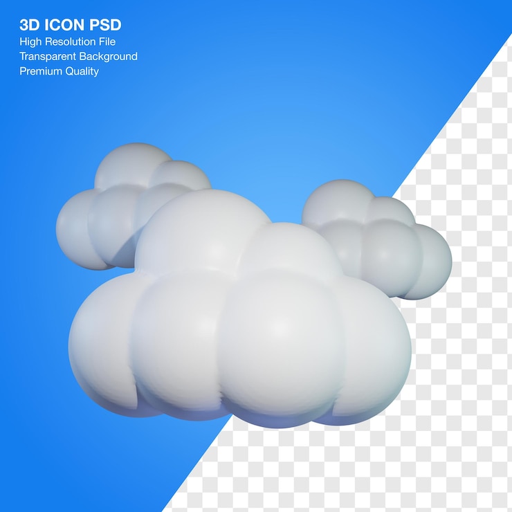 PSD icona dell'oggetto 3d per tempo con l'illustrazione di condizione nuvolosa pesante