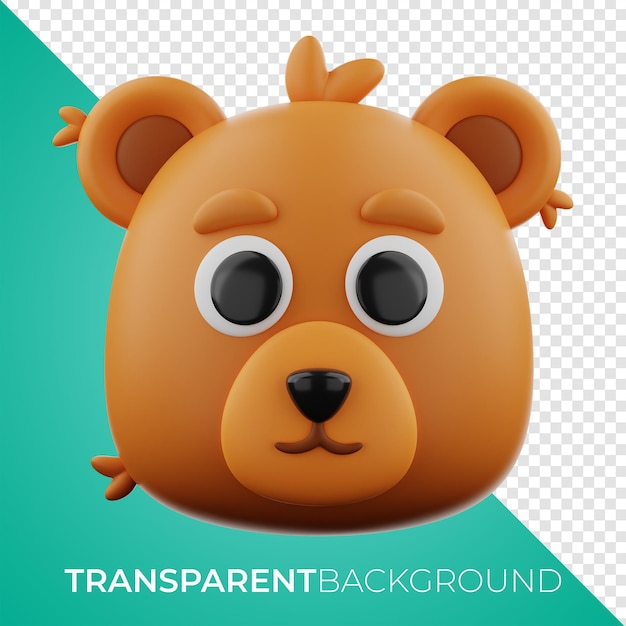 Icona dell'orso animale rendering 3d su sfondo isolato PNG