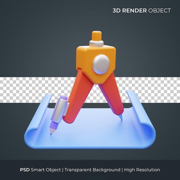 Icona della bussola 3d render illustrazione isolata psd premium