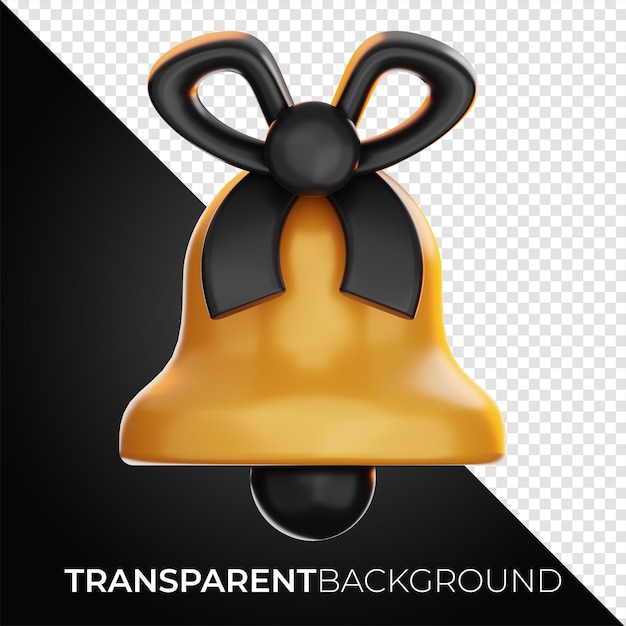 Icona della campana di natale premium rendering 3d su sfondo isolato PNG