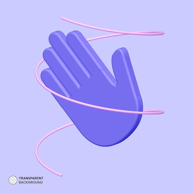Icona della mano isolata sul rendering 3D blu