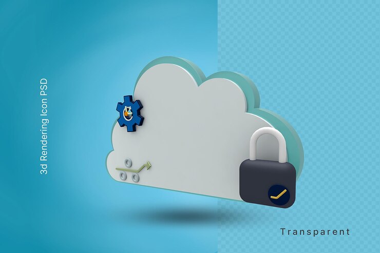 PSD icona della modalità di blocco del server cloud 3d
